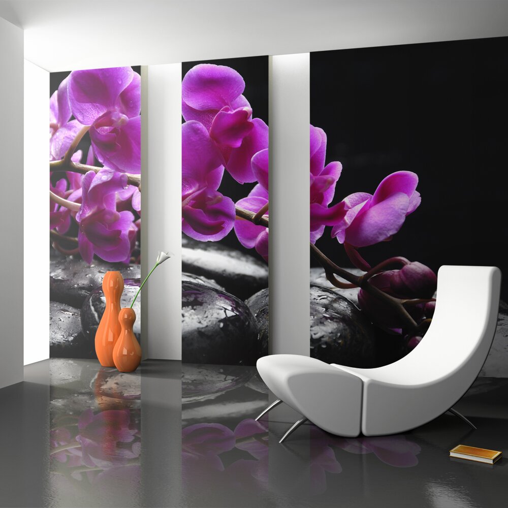 Fototapete Pure Harmonie: Orchidee und Zen-Steine 193 cm x 250 cm