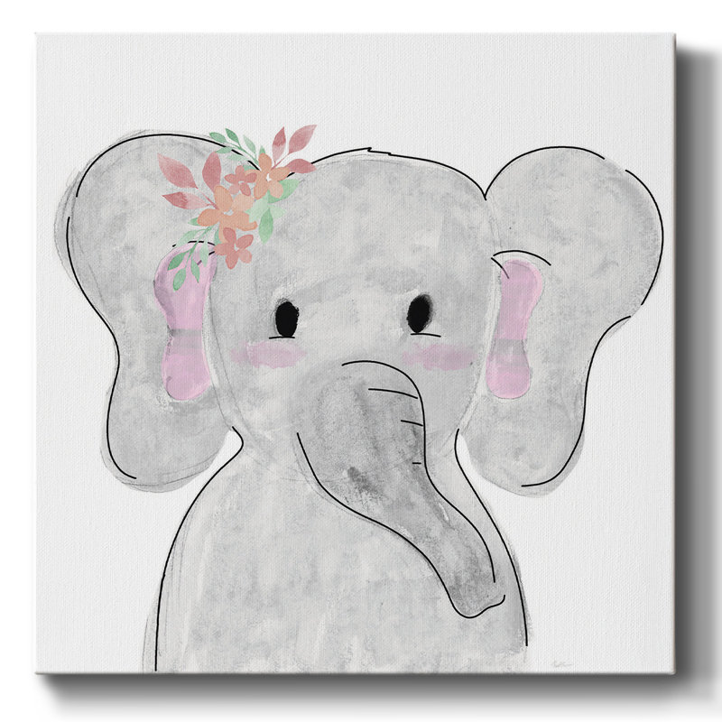 Mignon éléphant, toile tendue avec châssis, H 32 po x l 32 po