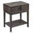 Solid Oak Wood Recessed Design Side Table with AC/USB in Smoke Gray