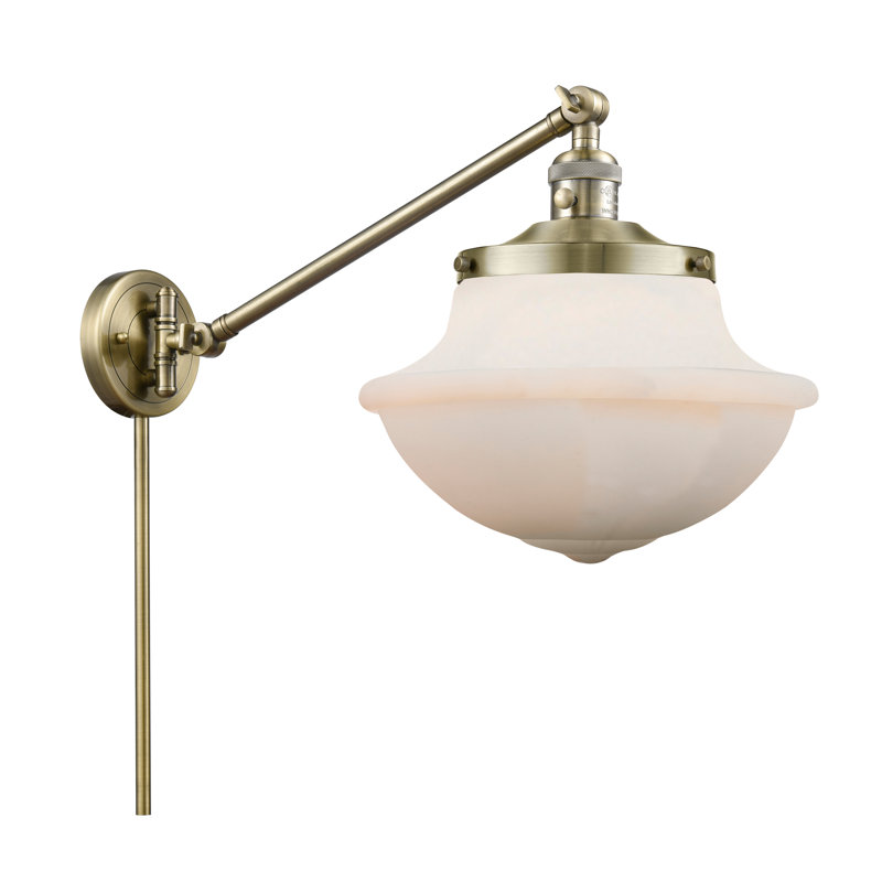 Theresa 1 - Light Dimmable Plug-in Swing Arm, Antique Brass, Matte White, 3.5 Watt Vintage LED Bulb