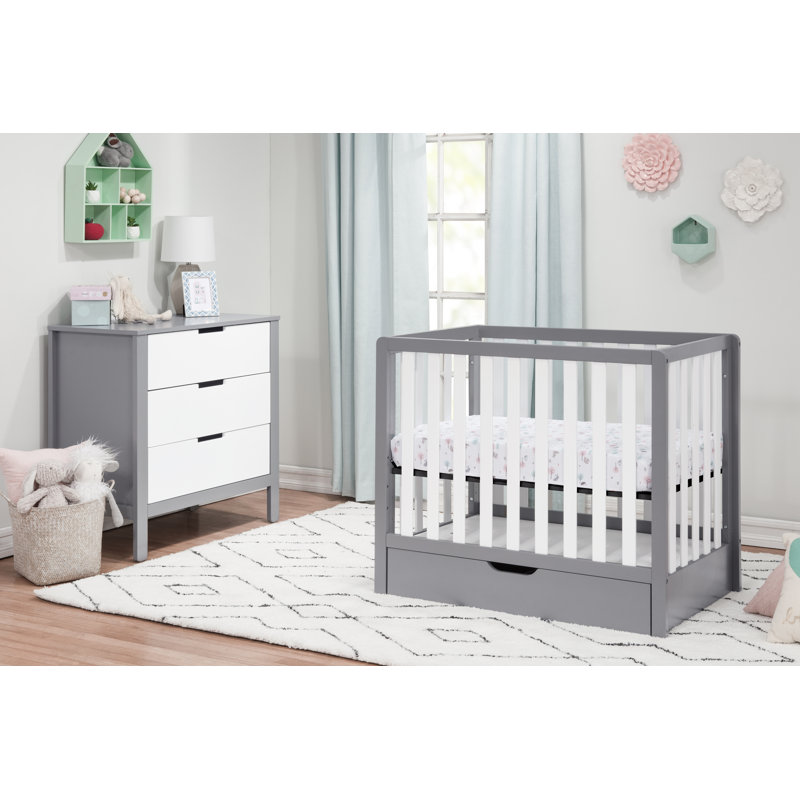 Colby Convertible Mini Nursery Furniture Set, Gray/White