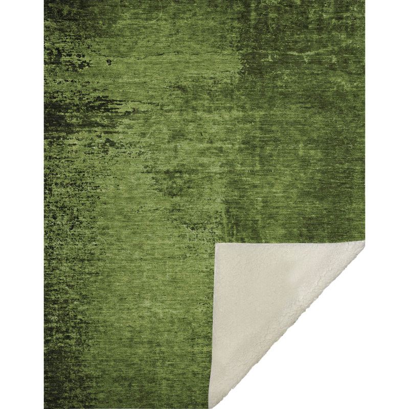 Addison Machine Washable Sherpa Throw Blanket, Vert, Abstract Monochromatic