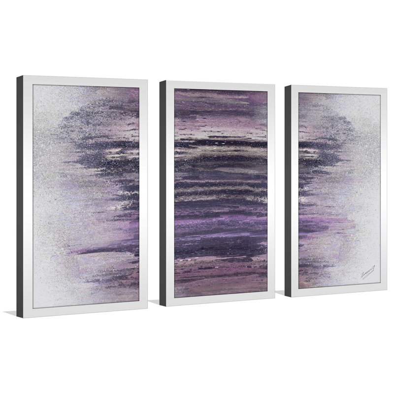 " Purple Woods " by Roberto Gonzalez 3 - Pieces, 40.5" W x 25.5" H x 1" D