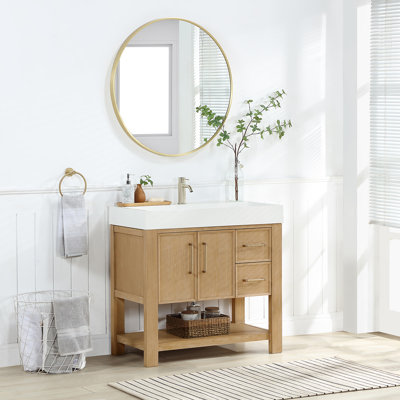 Maho 35.4'' Single Bathroom Vanity with Engineered Stone Top