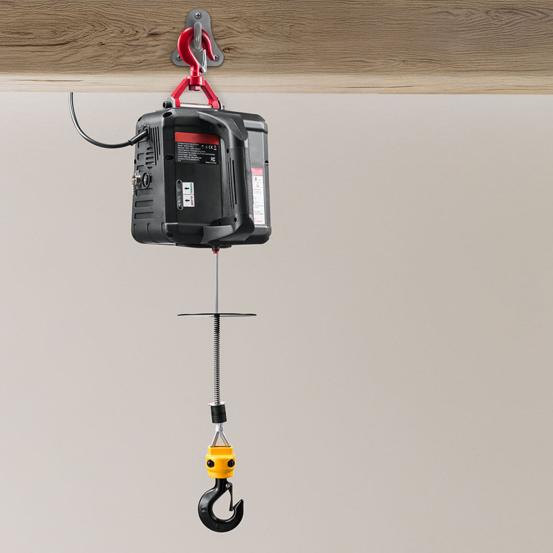 Treuil électrique 2 en 1, capacité de 1 100 lb, grue portative électrique de 1500 W, hauteur de levage de 25 pi, 16,4 pi / min avec télécommande manuelle et câblée pour l'usine, l'entrepôt et le garage