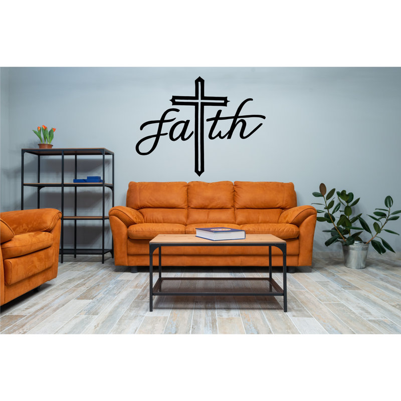 Faith Cross Wall Decal Christian, Noir, noir, noir, noir, H 9 po x l 7 po x P 1 po