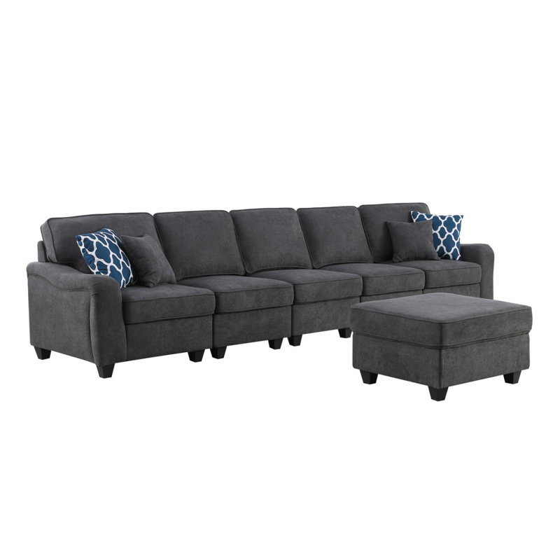 Langport Modern Sofa Leo 145" Woven 6 Seater Sofa And Ottoman