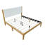 Structure de lit plateforme Mid-Century moderne avec tête de lit tapissier, support de lattes en bois massif, aucun sommier requis, assemblage facile, très grand lit, naturel