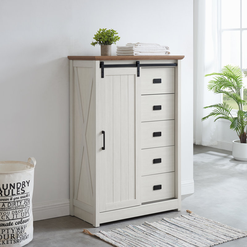 Commode 5 tiroirs Brumback, Beige