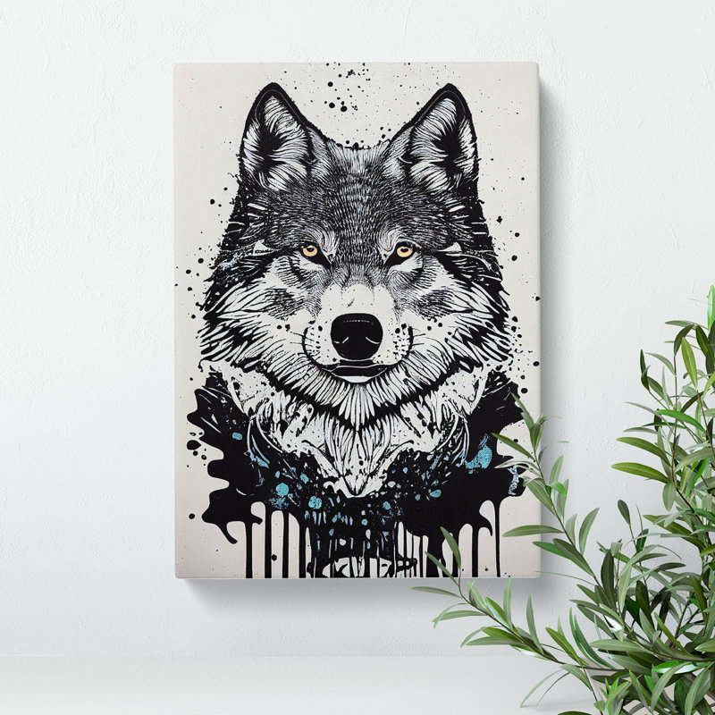 Wolf Graffiti No.3 - Print, 50cm H x 35cm W, Wrapped Canvas, No Matte