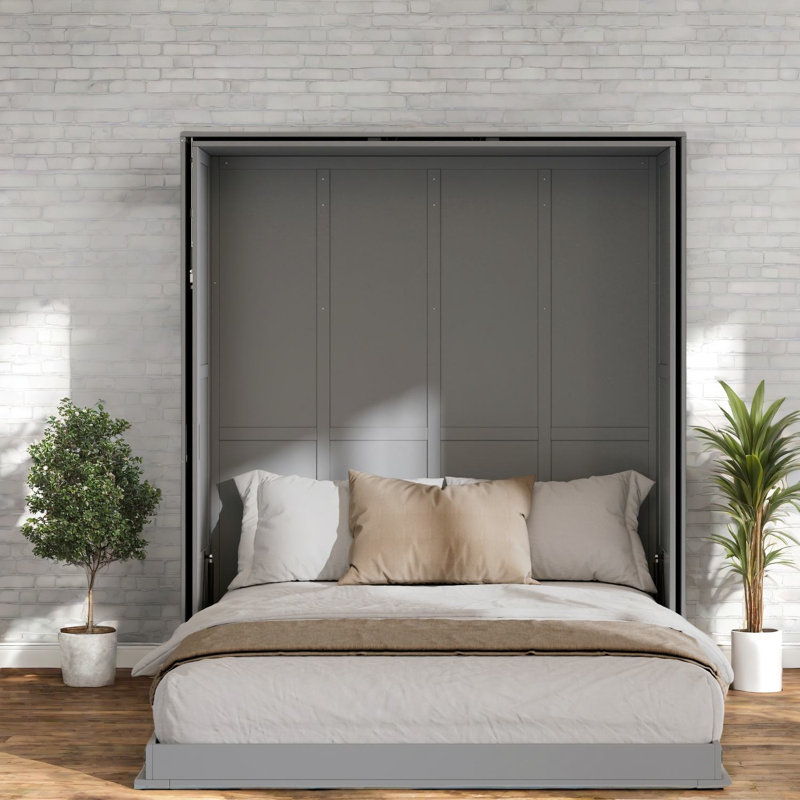 Grand lit escamotable peu encombrant, conception moderne en bois MDF pour les petites pièces