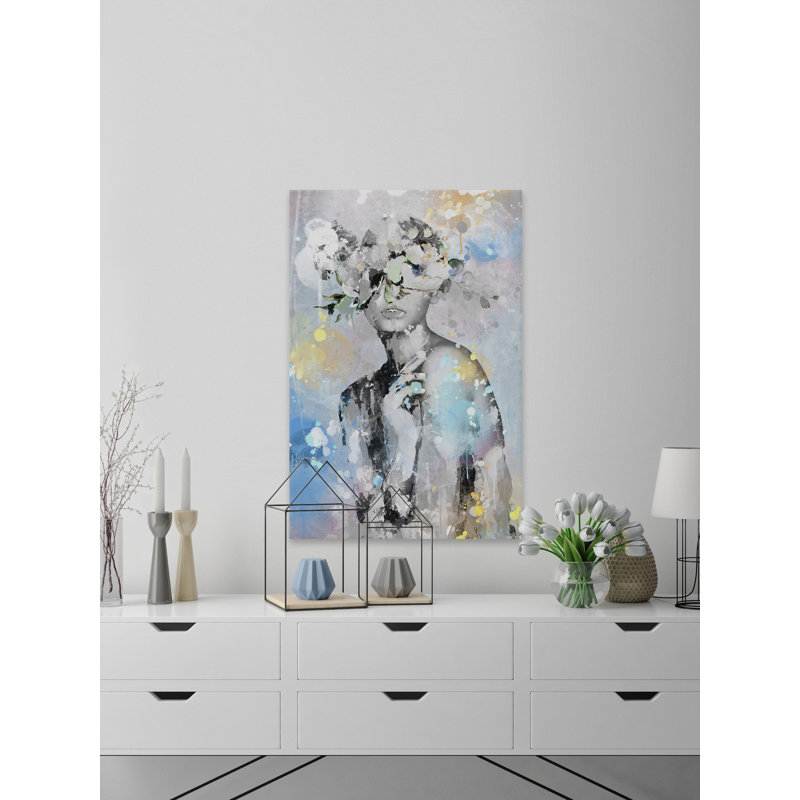 White Floral Crown by Parvez Taj - 1 Piece Wrapped Canvas Painting, 76cm H x 51cm W