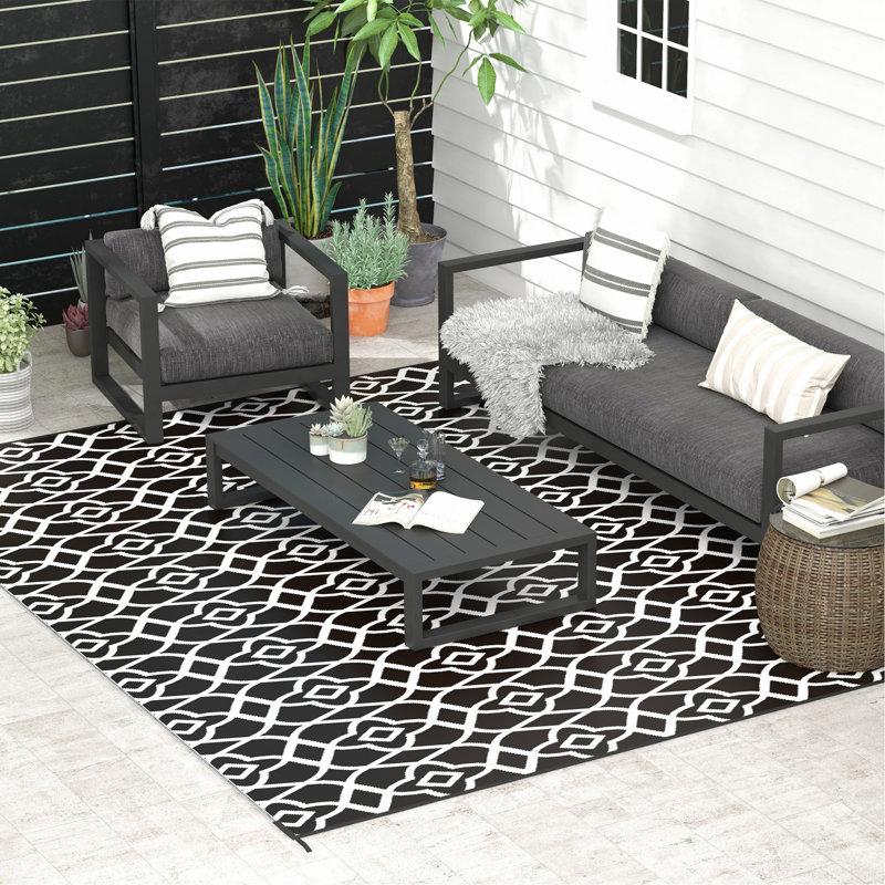 Outdoor Rug, Reversible Area Rug, Camping Carpet With Carry Bag For Backyard, Deck, Picnic, Rectangle 9' x 12'
