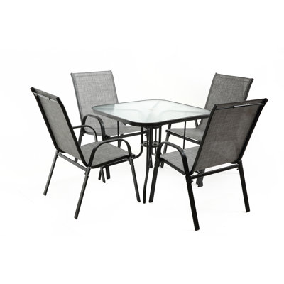 Patio Dining Table with Tempered Glass Top