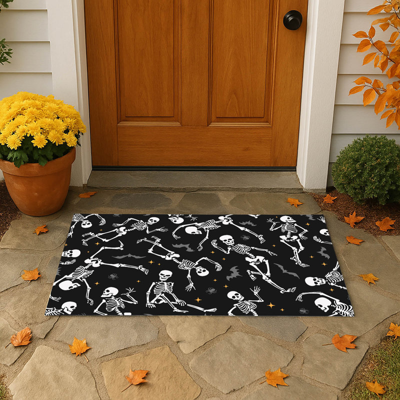 Tapis d'extérieur Skeleton Boogie, Gris anthracite, L 21 po x L 34 po