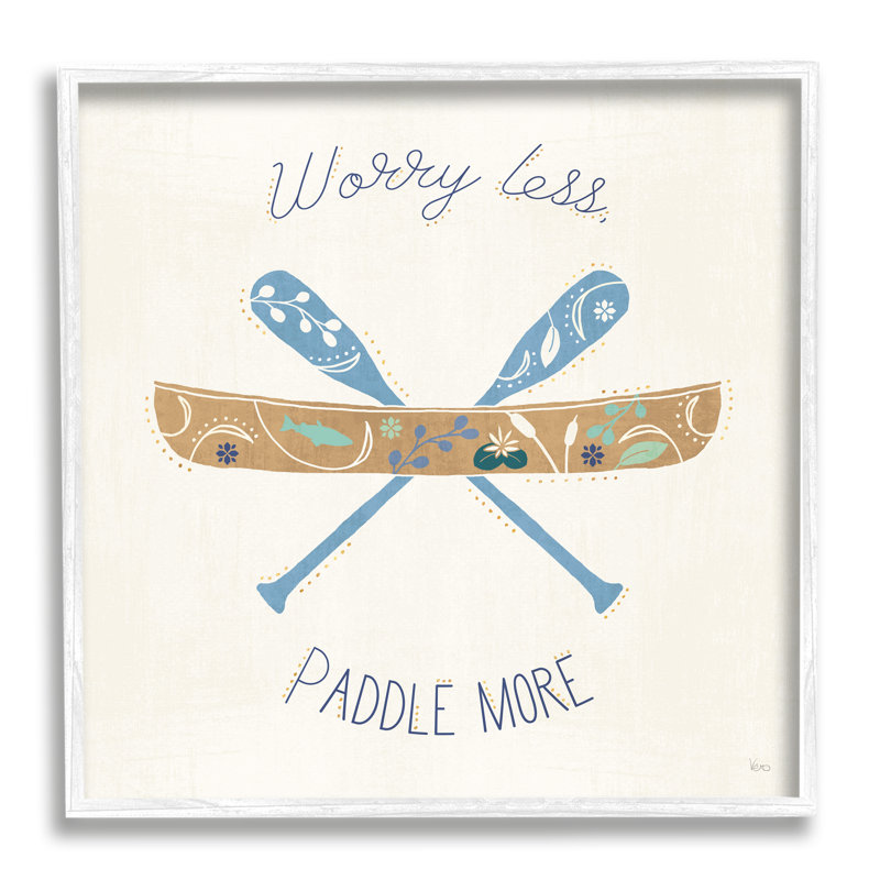 Impression sur bois «Wayez Less Paddle More Canoe» - cadre flottant, H 17 po x l 17 po x P 1,5 po