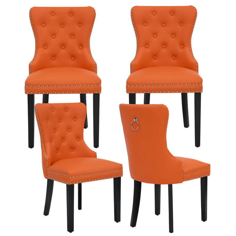Chaises de salle à manger en polyuréthane avec anneau de traction, Orange
