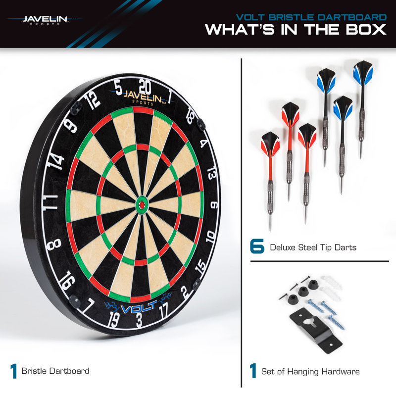 Volt Premium Bristle Dartboard with Steel Tip Darts
