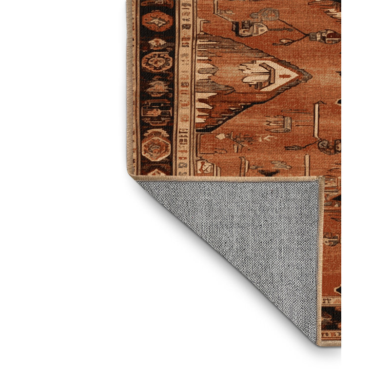 Tapis brun turc lavable à la machine, Carré 8 pi