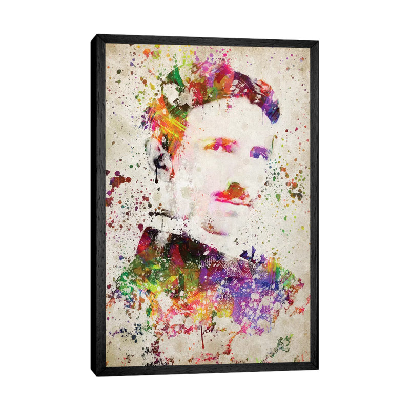 'Nikola Tesla' by Aged Pixel - Floater Frame Graphic Art Print on Canvas, Black Framed, 66.04 cm H x 45.72 cm W