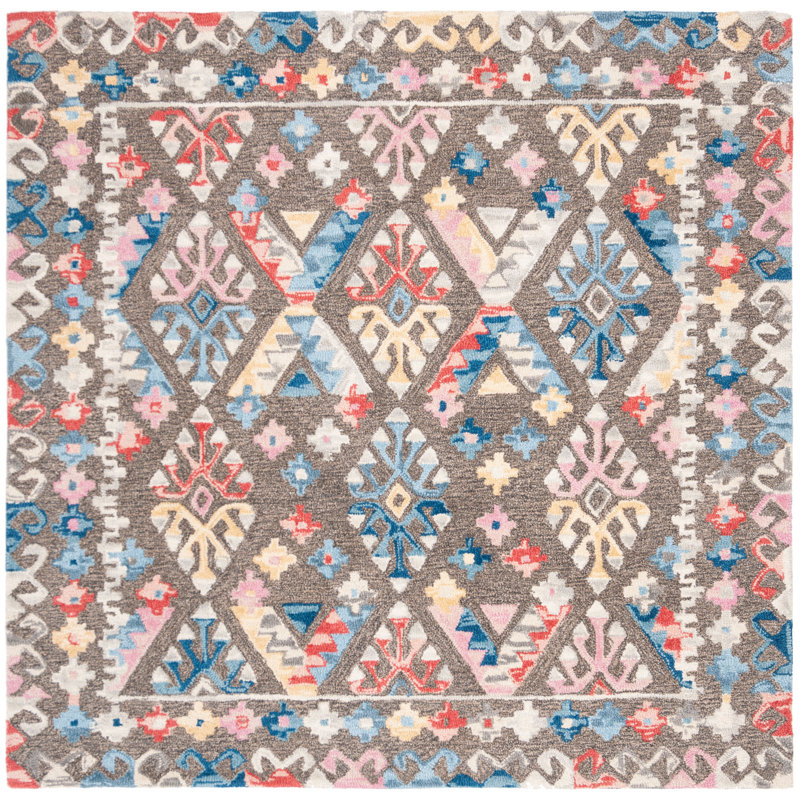 Raife Hand Tufted Wool And Cotton Southwestern Rug, Square 5'