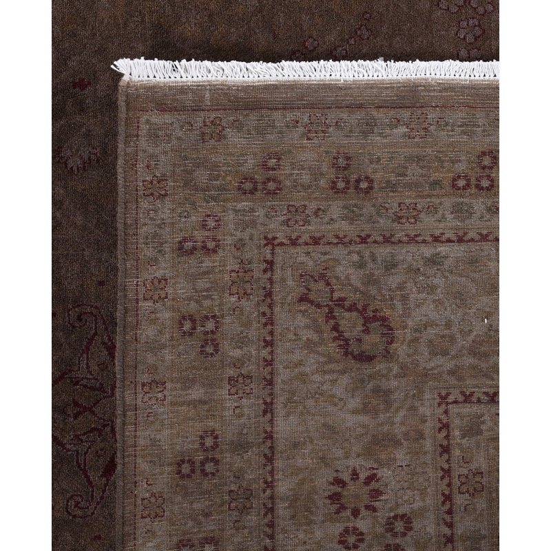 Overdyed Hand-Knotted Wool Modern-Contemporary Brown Area Rug 9' 2" x 12' 1"