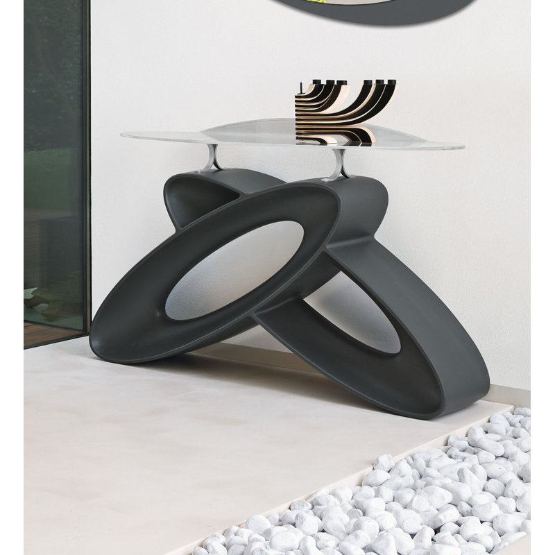 Palacios 133cm Glass Top Console Table, Anthracite