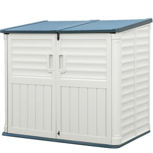 Outdoor Resin Slant Roof Storage Shed With Double Doors