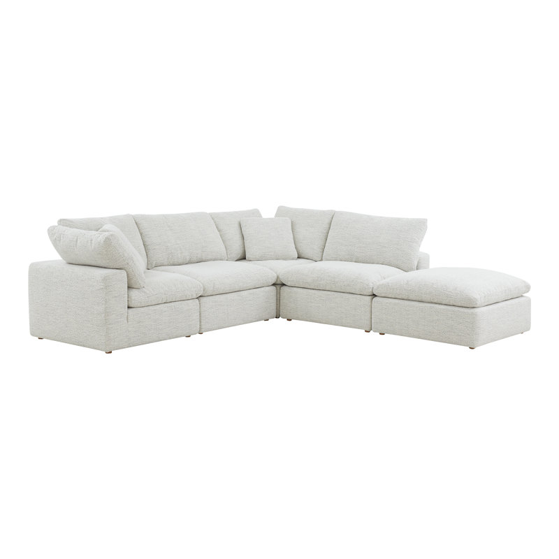 Canapé modulaire en tissu performance 5 pièces Armand, Gris clair Livesmart®