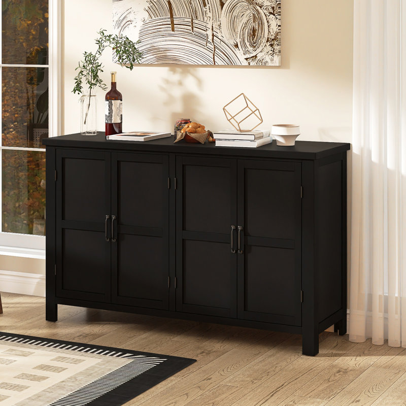Buffet 51 "à 4 portes avec tablettes réglables 51", Noir