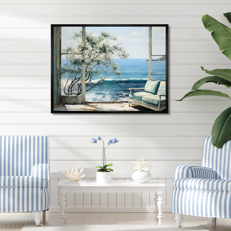 Zialan Coastalwindows Windows To The IV sur impression sur toile, H 16 po x l 32 po x P 1 po, Cadre flottant noir
