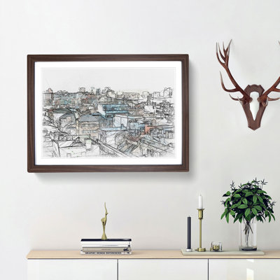 Rooftop View of Gran Canaria Sketch - Picture Frame Graphic Art Print