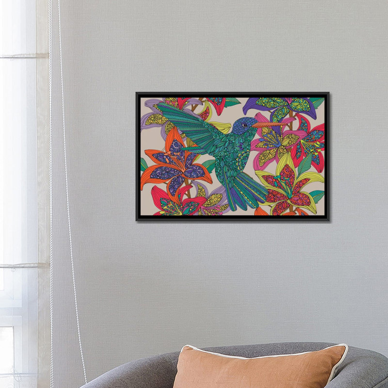 « hummingbird puzzle iii », impression sur toile tendue, H 18 po x l 26 po x P 1,5 po, Toile avec cadre noir
