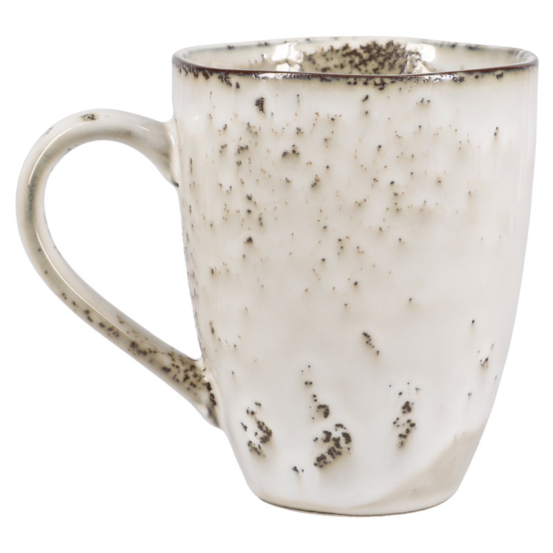 Rustico Cream Ceramic 18oz Round Mugs Set of 4