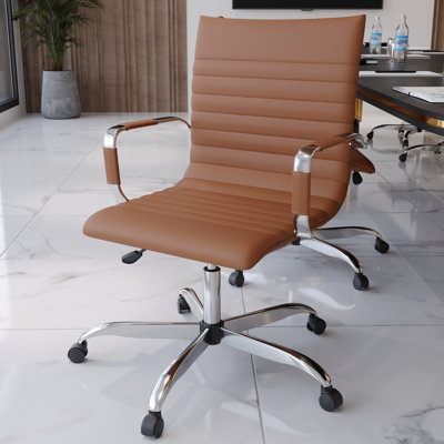 Sorrells Mid Back Leather Office Chair Adjustable Height Swivel Tilt Ergonomic Executive Conference Chair by Orren Ellis