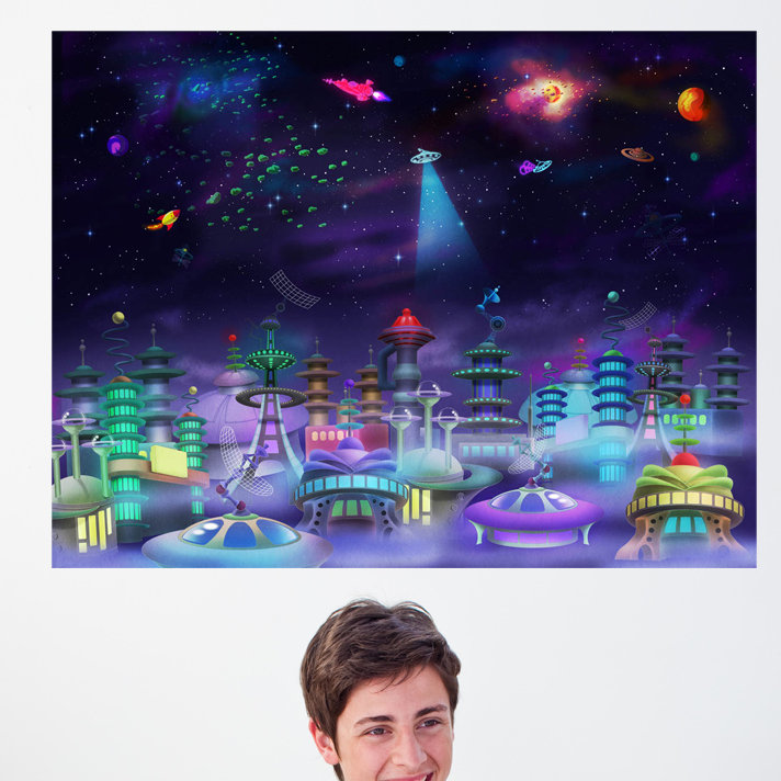 Décalcomanie murale Space City, H 36,5 po x l 48 po