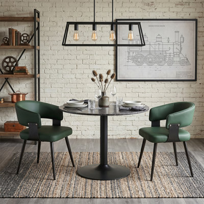 Modern Faux Leather Waterproof Upholstered Dining Chairs with Metal Legs, Mid-Century Kitchen Side Chairs (Set of 2)
