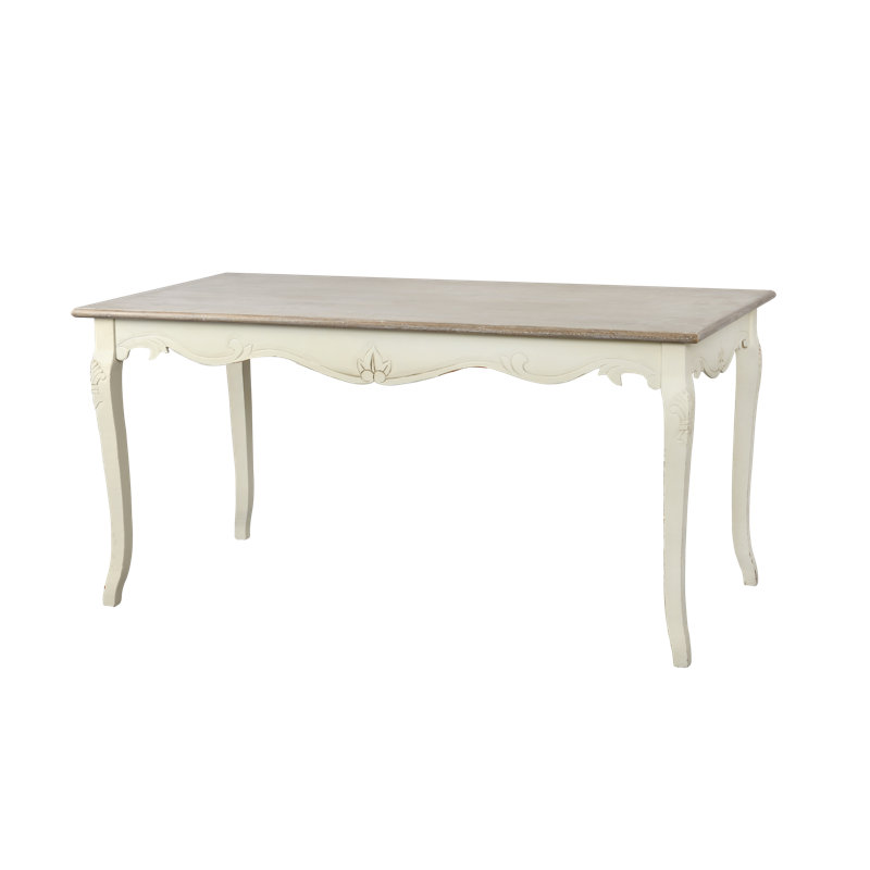 Circee Solid Wood Base Dining Table, Cream, Light Brown