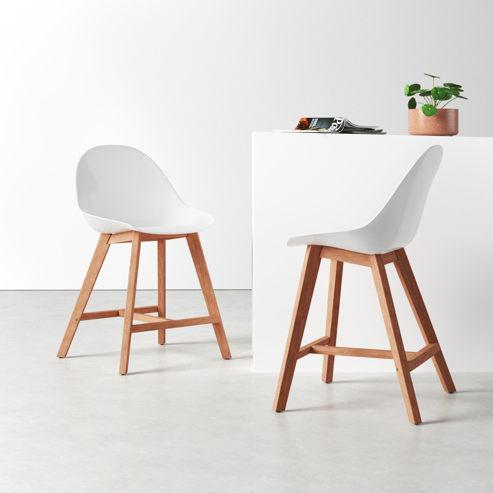 Jermaine 33'' Acrylic Outdoor Bar Stool, Brown
