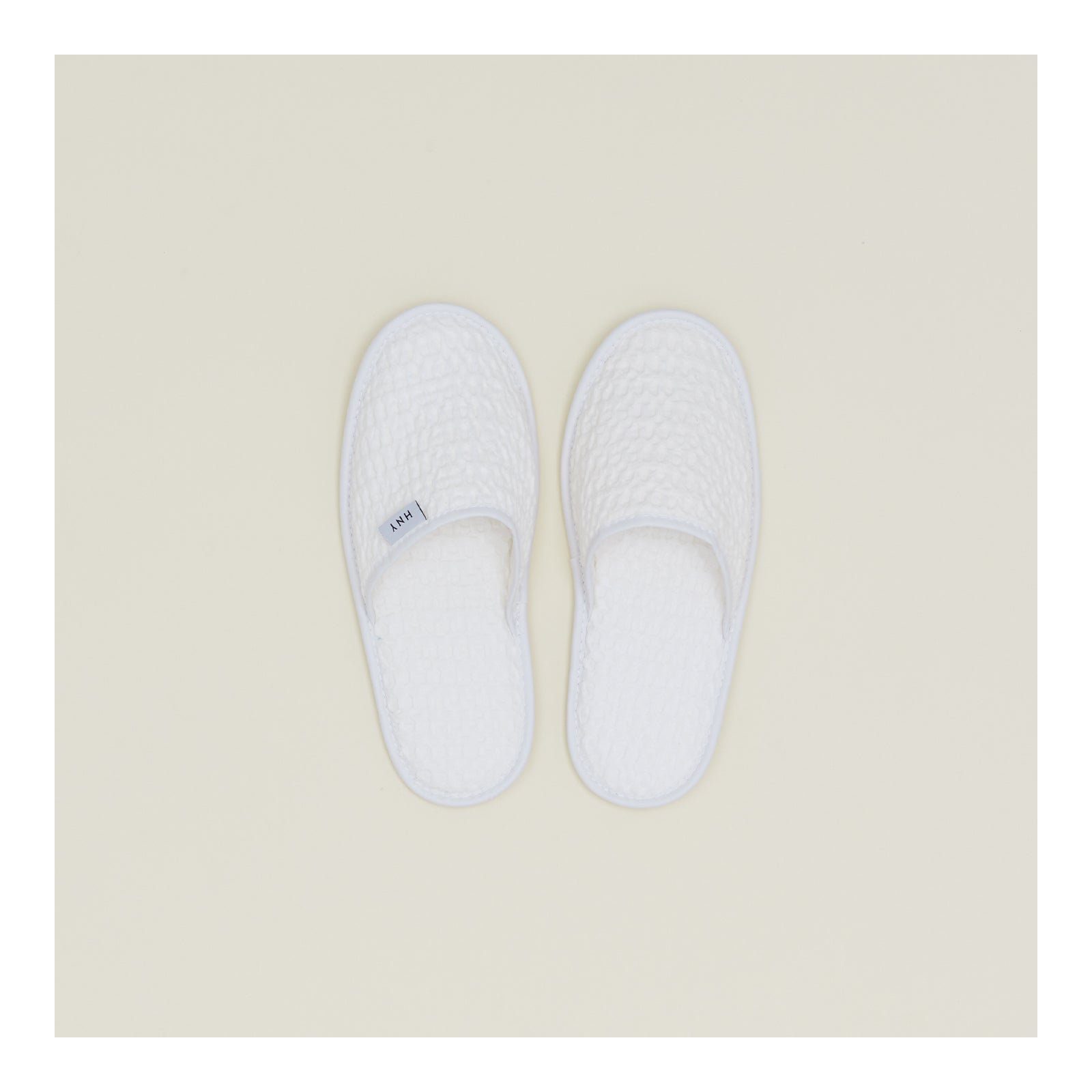 Simple Cotton Waffle Slippers, Small, White