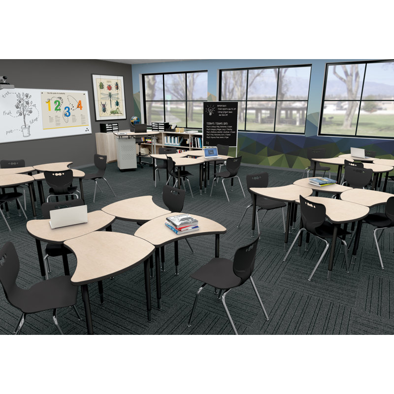Hierarchy Manufactured Wood 32'' h x 29.90'' w Adjustable Collaborative Desk, Black, Fusion Maple