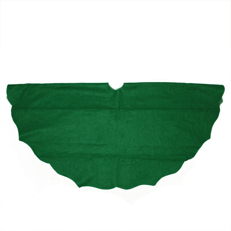 Pine Green Scalloped Edge Round Christmas Tree Skirt, 38" W