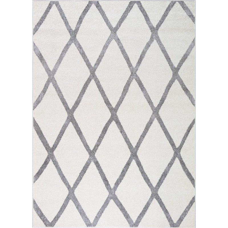 Tapis géométrique ivoire Loney, Rectangle 6 pi 7 po x 9 pi 3 po