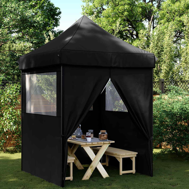 Vidaxl Foldable Tent Canopy Patio Pavilion Gazebo Pop Up Tent Marquee Canopy, Black, Black, 306cm H x 200cm W x 200cm D