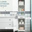 Tall Bathroom Storage - Slim Linen Cabinet With Open Shelf, Drawer, Recessed Doors & Adjustable Shelves In White Shelves,