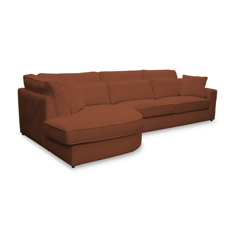 Bustamonte 4 Seater Corner Sofa , Left Hand Facing, Brown polyester