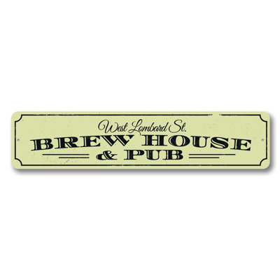 Pub & Brewhouse Address Custom Aluminum Sign