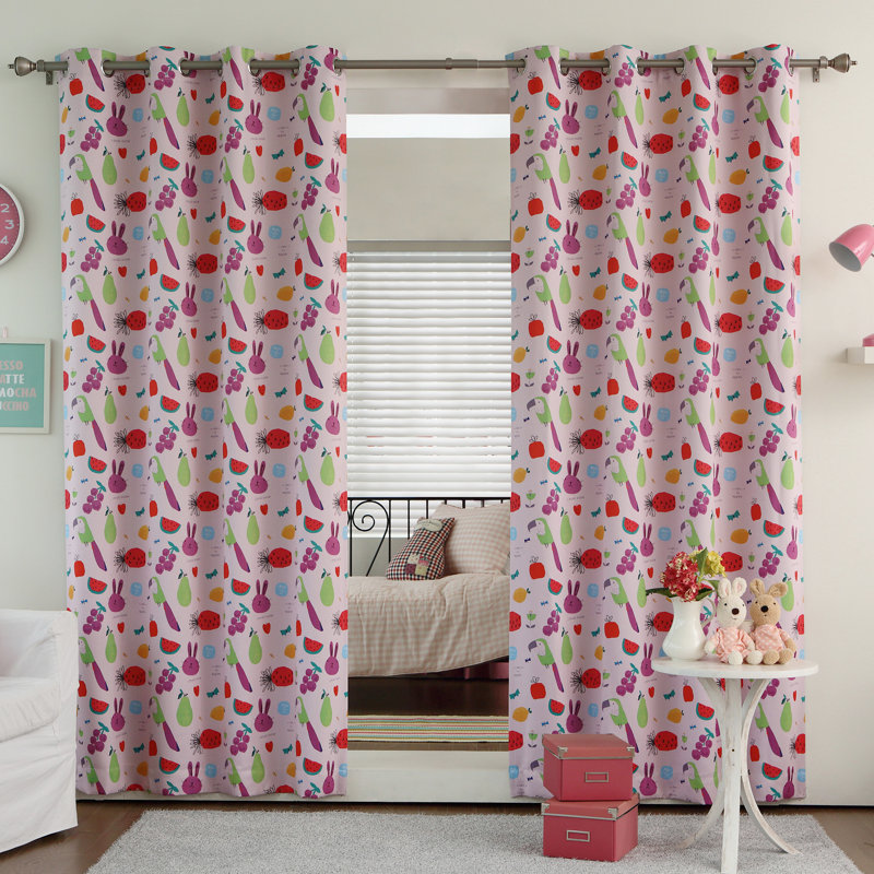 Panneau de rideau simple obscurcissant et isolant avec œillets, Rose, l 52" x L 63"