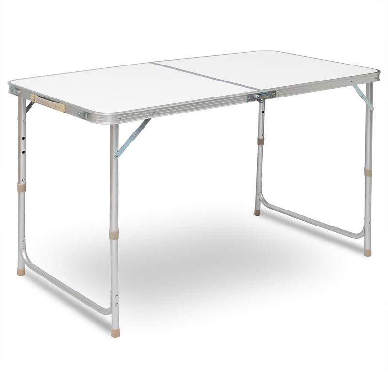 Matamoras Rectangular Metal Outdoor Camping Table - 120 cm W 60 cm D, White