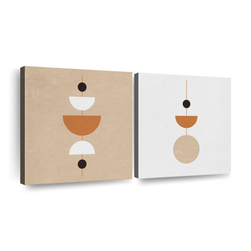 Retro Geometric Abstract V Multi Piece Canvas Print, 10" H x 21" W x 1.25" D